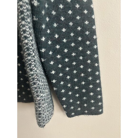 Lands End Sweater Womens Small Full Zip Cardigan Fair Isle VTG Green Nordic Wool - Picture 5 of 10